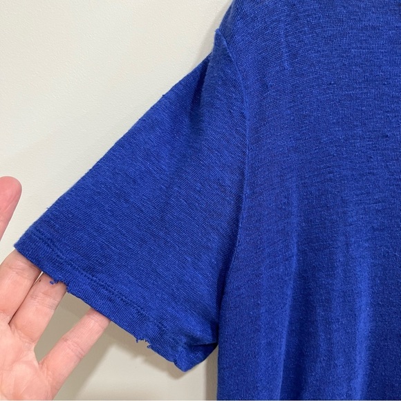 IRO Poppy Tee Royal Blue Distressed Linen Short Sleeve Top Crewneck Size Large - Picture 4 of 8
